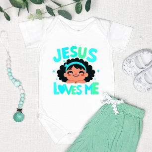Grünes "Jesus liebt mich" Design Baby Strampler
