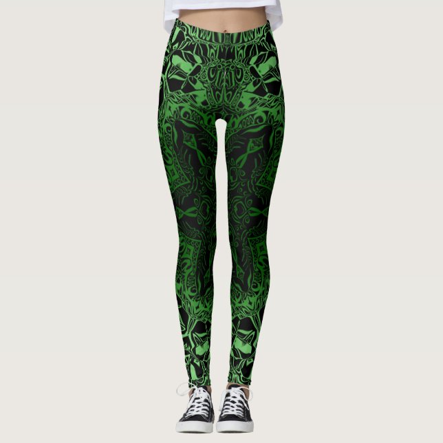 Grünes Kaleidoskop Leggings (Vorderseite)