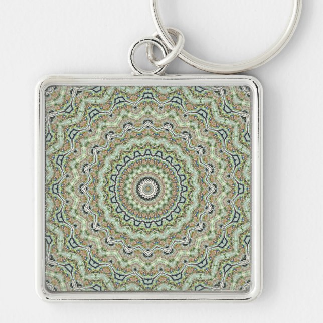 Grünes Kaleidoskop Schlüsselanhänger (Vorne)