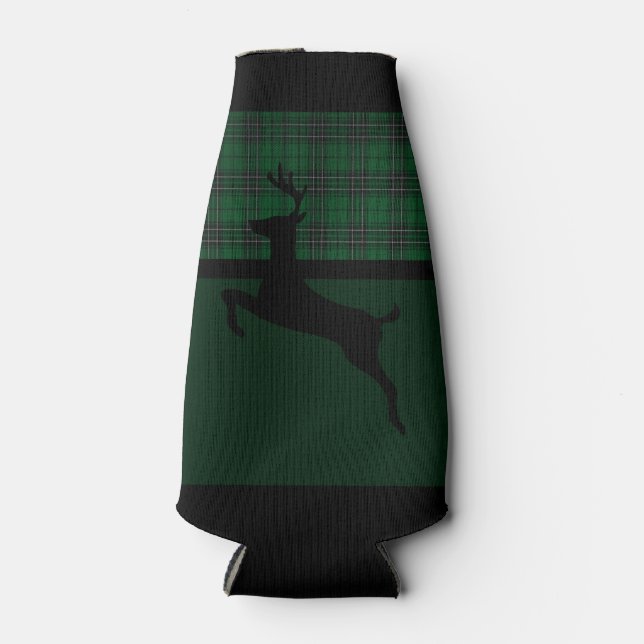 Grünes Kariertes Hirsch Flaschenkühler (Vorderseite)