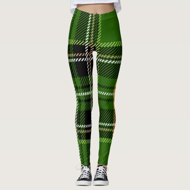 Grünes kariertes leggings (Vorderseite)