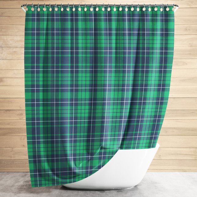 Grünes Kariertes Muster Rustikales Bauernhaus Duschvorhang (Green Plaid Pattern Rustic Farmhouse Shower Curtain)