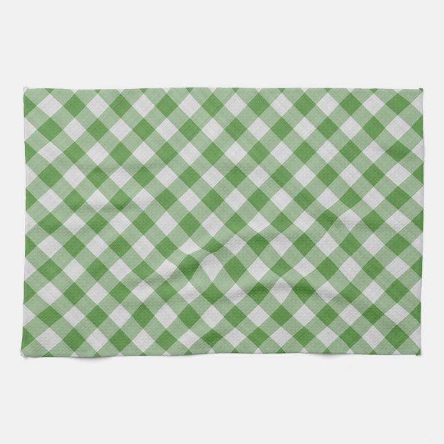 Grünes Kariertes Prüfmuster von Gingham Geschirrtuch (Horizontal)