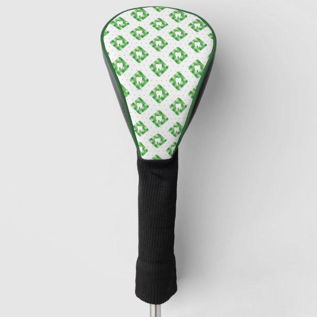 Grünes kariertes Zahn-Muster Golf Headcover (Vorderseite)