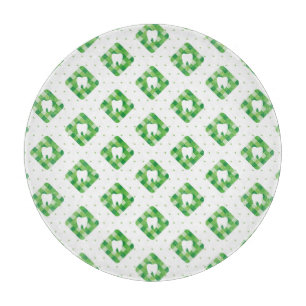 Grünes kariertes Zahn-Muster Schneidebrett