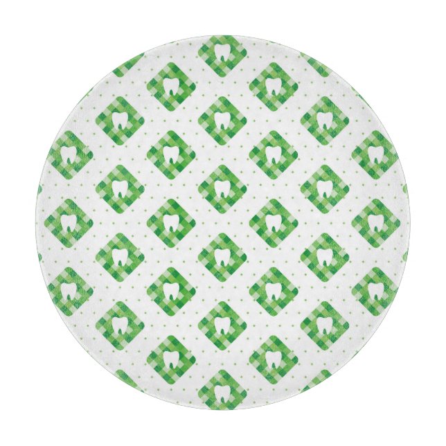 Grünes kariertes Zahn-Muster Schneidebrett (Vorderseite)