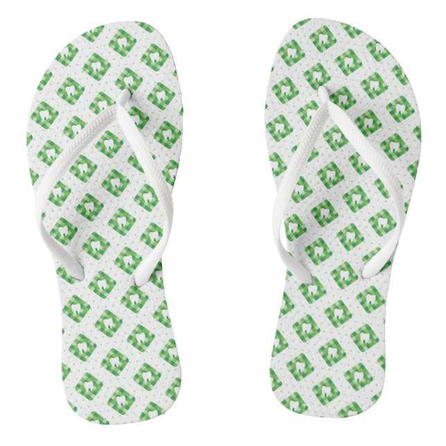 Grünes Kariertes Zahnmuster Flip Flops (Fußbett)