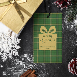 Grünes Karo-Weihnachtsfest-Muster - Geschenkanhänger