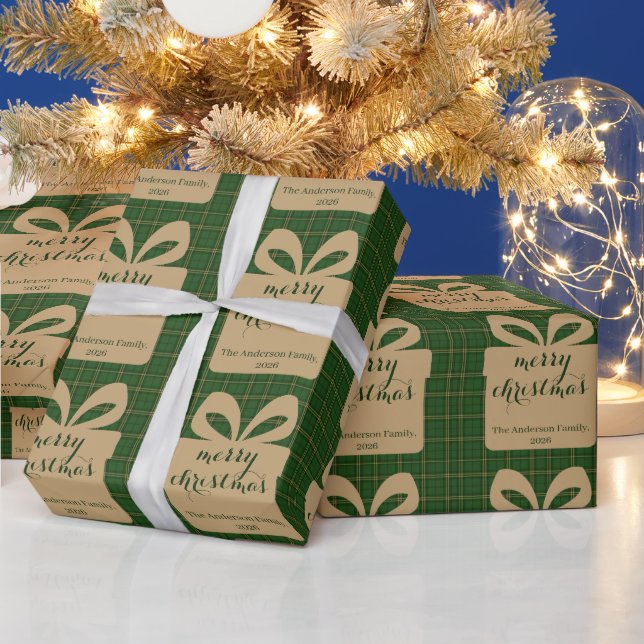 Grünes Karo-Weihnachtsfest-Muster -  Geschenkpapier (Feiertage)