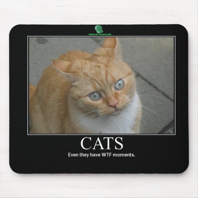 GRÜNES KATZEN mousepad DER HUT-PRODUKTIONS-WTF (Vorne)