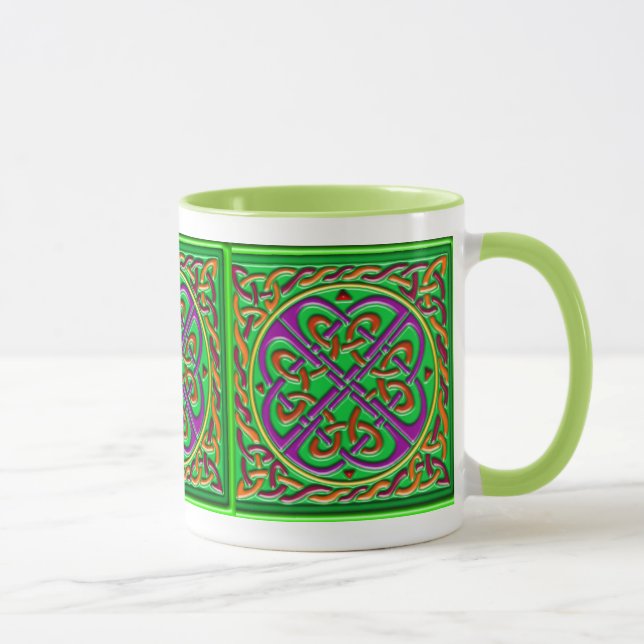 Grünes keltisches Keramikquadrat Tasse (Rechts)