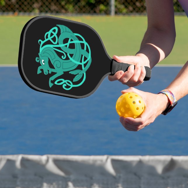 Grünes keltisches Seepferd Pickleball Schläger (InSitu)