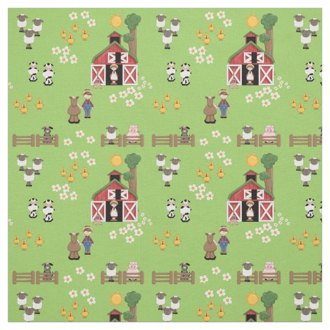 Grünes Kinderzimmer von Barnyard Farm Stoff (Muster)