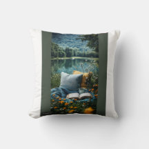 Grünes Kissen mit Druck