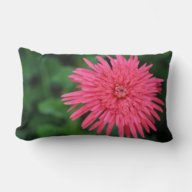 Grünes Kissen mit einer wunderschönen rosa Blume (Vorderseite)