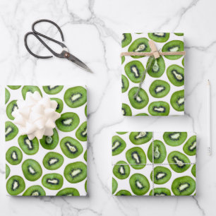 Grünes Kiwi-Muster Geschenkpapier Set