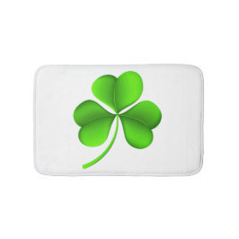 Grünes Kleeblatt auf weißem Hintergrund Badematte