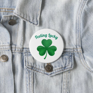 Grünes Kleeblatt-Fühl-dich-glücklich-St.-Patricks- Button