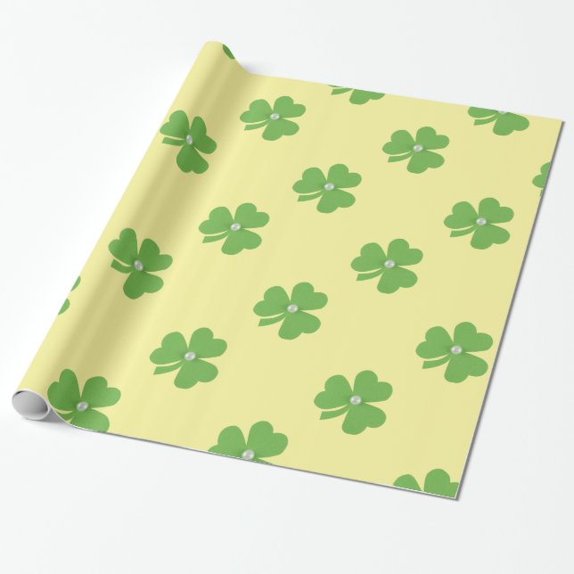 Grünes Kleeblatt für St. Patrick's Day Geschenkpapier (Ungerollt)
