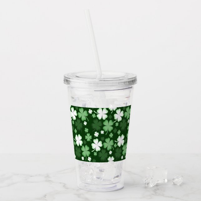 Grünes Kleeblatt, St. Patrick's Day Acryltrinkbecher (Vorderseite Ice)