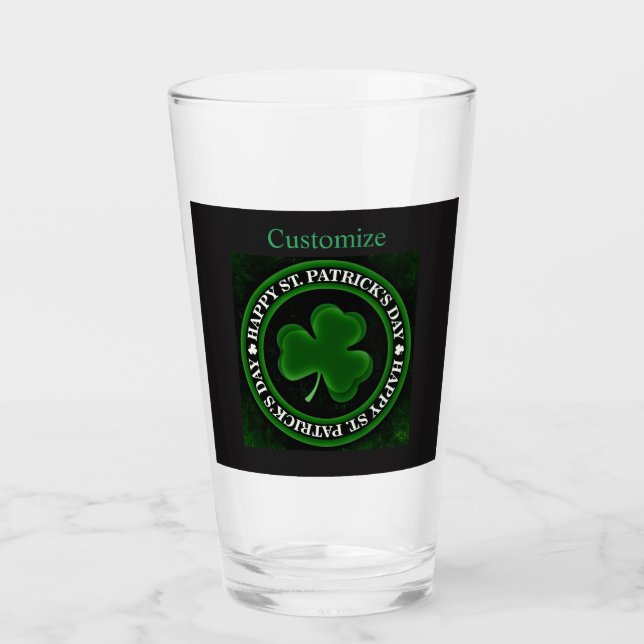 Grünes Kleeblatt St Patrick's Day Glas (Vorderseite)