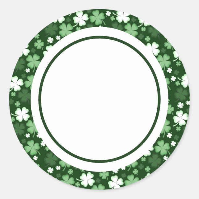 Grünes Kleeblatt, St. Patrick's Day Runder Aufkleber (Vorderseite)
