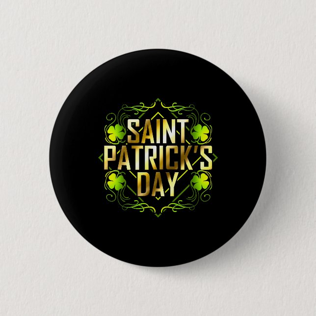 Grünes Kleeblatt und Golden Letters St. Patricks Button (Vorderseite)