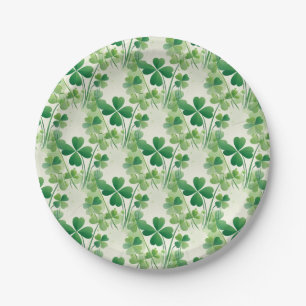 Grünes Kleeblattmuster St. Patrick's Day Pappteller
