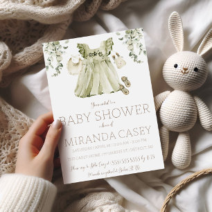Grünes Kleid Boho-Baby-Party Einladung