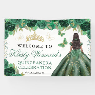 Grünes Kleid Dunkle Haut Prinzessin Florale Quince Banner