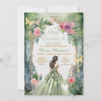 Grünes Kleid Rosa Blume 15 Mis Quince Einladung