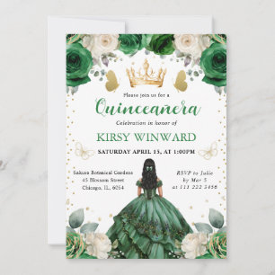 Grünes Kleid Western Prinzessin Quinceanera Einladung