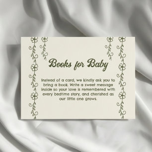 Grünes kleines Wildblumen-Baby-Shower-Buch-Anfrage Begleitkarte