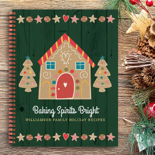 Grünes Kochbuch Lebkuchen Rustikales Holz Cute Notizbuch