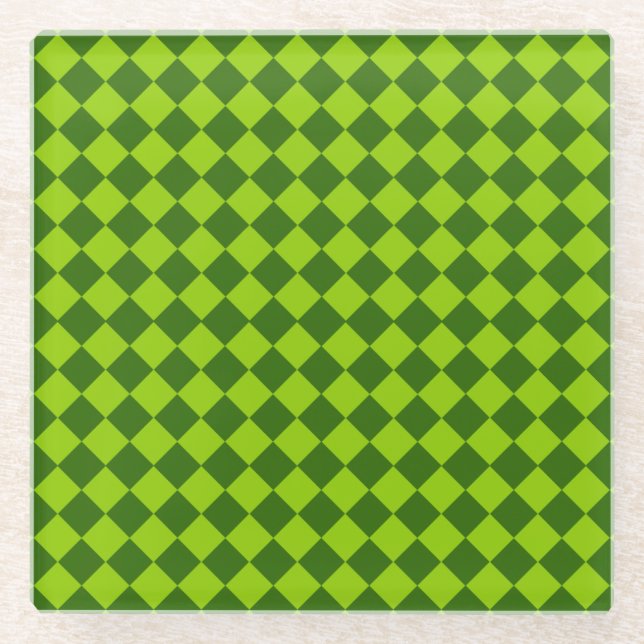 Grünes Kombinations-Diamant-Muster Glasuntersetzer (Vorderseite)