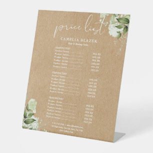 Grünes Kraft-Salon-Service-Menü-Preisliste Sockelschild