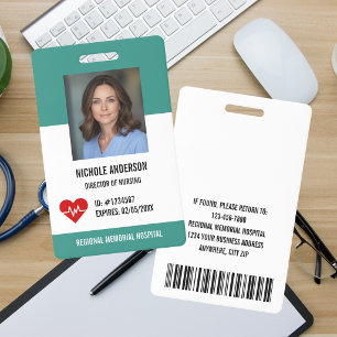 Grünes Krankenhaus Medizinisches Mitarbeiter Logo  Ausweis