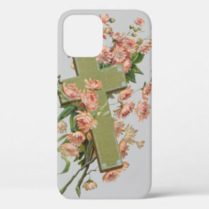 Grünes Kreuz mit rosa Blumen Case-Mate iPhone Hülle