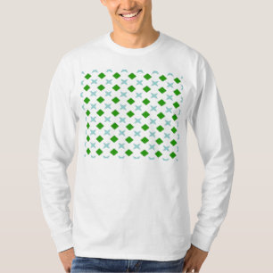 grünes Kreuz- und Diamantmuster T-Shirt