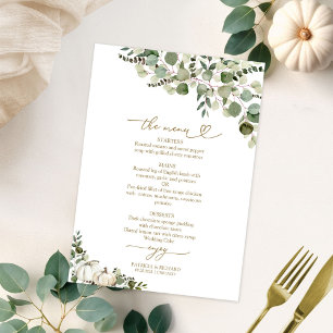 Grünes Kürbis Herbst Hochzeitsmenükarte Einladung