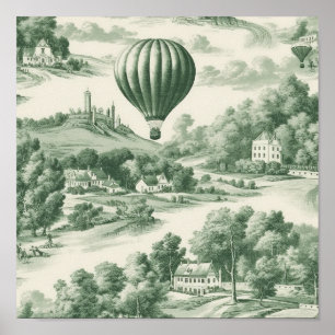 Grünes Land Hot Air Balloon Toile (9) Poster