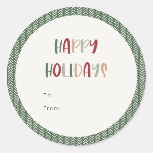 Grünes Lässiges Happy Holidays Geschenk Runder Aufkleber