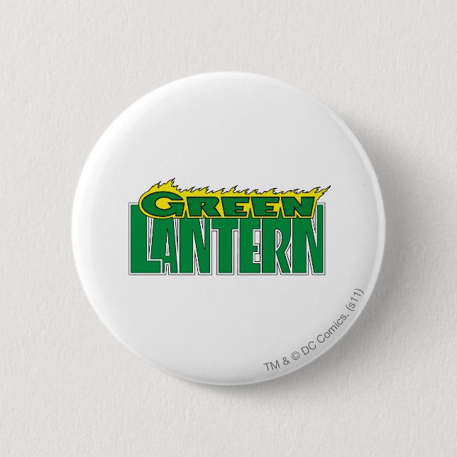 Grünes Laternen-Logo - gelbe Flammen Button (Vorderseite)