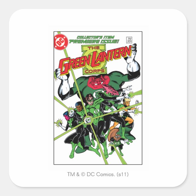 Grünes Laternenkorps Quadratischer Aufkleber (Vorderseite)