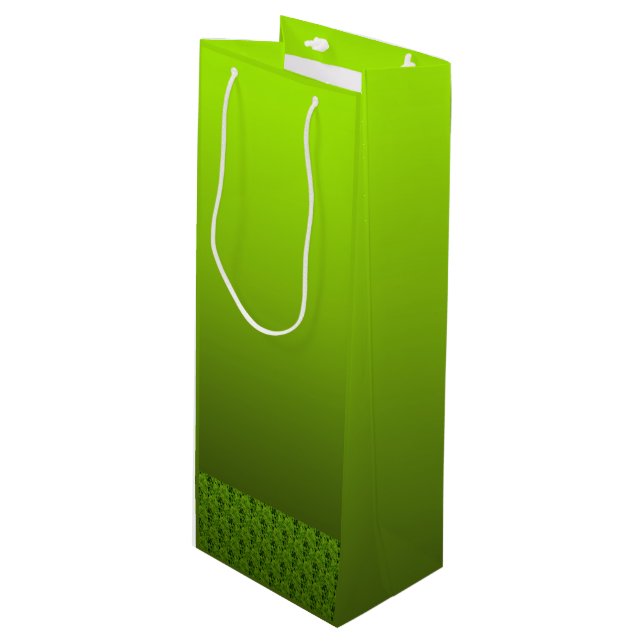 Grünes Laub Geschenktüte Für Weinflaschen (Vorderseite Schrägansicht)