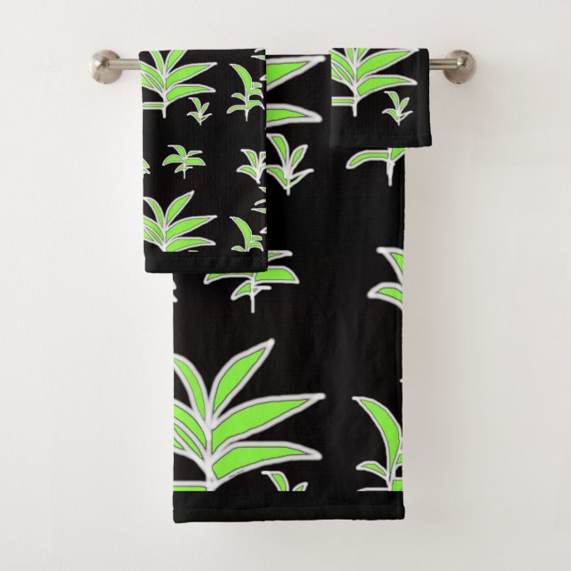 Grünes Leaf Badhandtuch Set (Insitu)