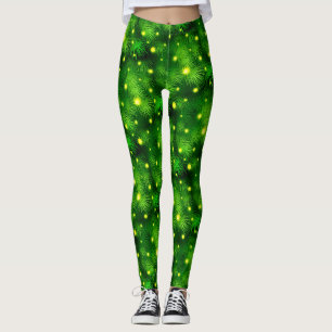 Grünes Leaf Botanisches Foliage Weihnachtsbaum Spa Leggings