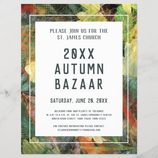 Grünes Leaf des Herbstbazars, der Schule oder der  Flyer (Vorne)