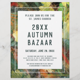 Grünes Leaf des Herbstbazars, der Schule oder der  Flyer