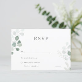 Grünes Leaf Elegante Hochzeit RSVP Karte